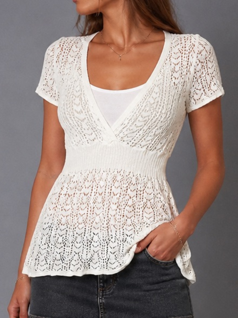 Vintage Crochet Babydoll Top